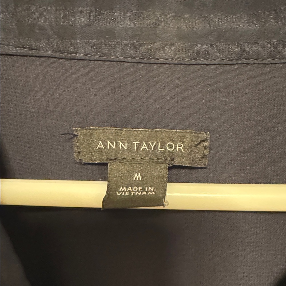 Ann Taylor Navy Ruffle Front Blouse - Picture 3 of 5